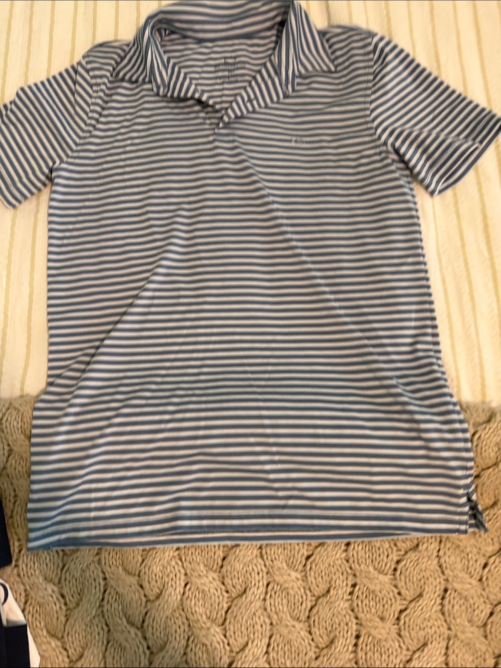 Southern Tide Blue and White Striped Polo